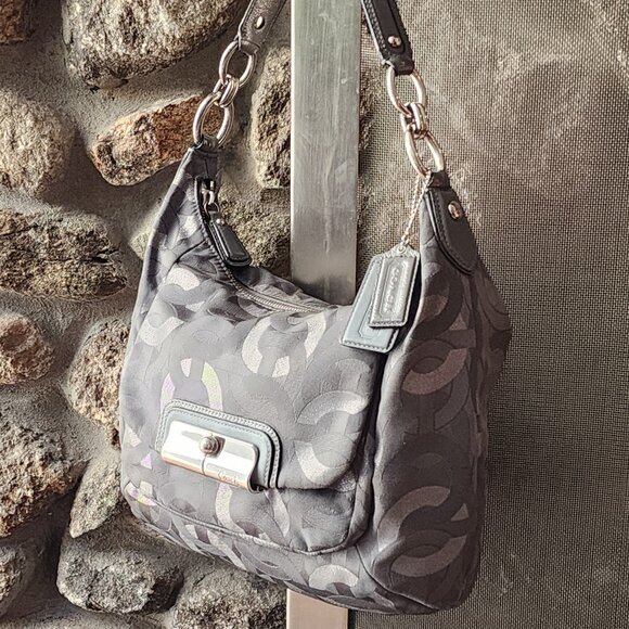 COACH E1182-18295 Signature Kristen Silver/Gray Embroidered Canvas Shoulder Bag - Picture 4 of 16